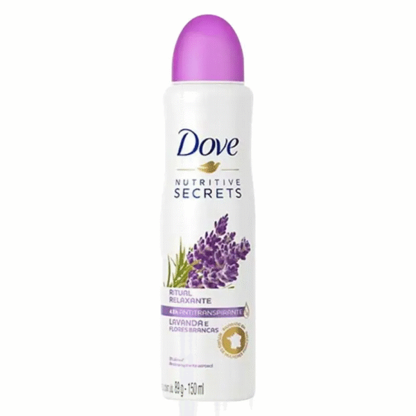 Desodorante Antitranspirante Aerosol Dove Nutritive Secrets Ritual Relaxante Lavanda E Flores Brancas Feminino 48H Sem Álcool 150ml