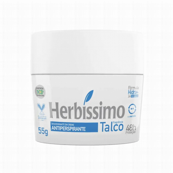 Desodorante Antitranspirante Creme Herbíssimo Talco 48h 55g