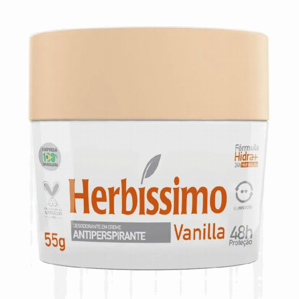Desodorante Antitranspirante Creme Herbíssimo Vanilla Antitransparente 55g