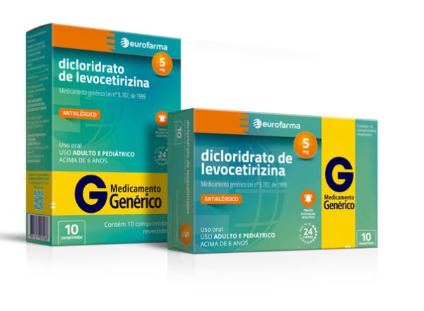 Dicloridrato de Levocetirizina 5mg 10 cp Eurofarma Genérico