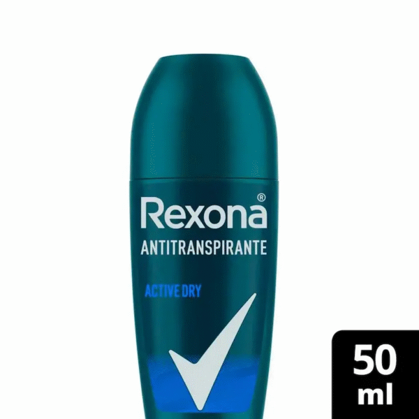 Desodorante Antitranspirante Roll-On Rexona Men Active Dry 72h Sem Álcool 50ml